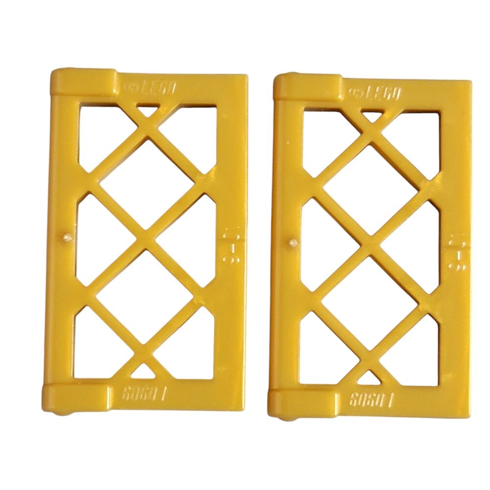 LEGO Window Pane Gold Lattice 1x2x3 Set of 2 60607‎ Replacement Parts Pieces